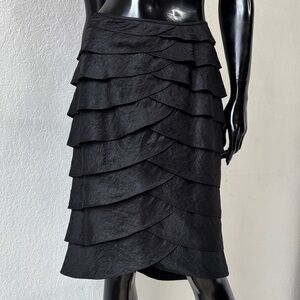 Victor Costa Black Layered Ruffle Skirt